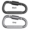 Heavy-duty aluminum alloy D-shape screw-lock carabiners in black and grey matte finishes - D-Ring Locking Style (Black) / 8cm Single Piece / Black