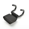 Detailed view of heavy-duty steel weightlifting hooks with adjustable nylon wrist straps. - Lifting Hook Style / 2PCS / Black
