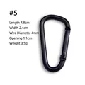 Black D-shape aluminum alloy carabiner clip for outdoor hiking and camping gear, size #5 - Spec No.5 / Black