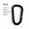 Size #6 black D-shaped aluminum alloy carabiner with 5.7cm length - Size 6 / Black