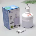 High-brightness portable solar rechargeable LED camping bulb with hook and USB charging cable - Standard Rechargeable Model - Small