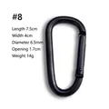 Black D-shaped aluminum alloy carabiner #8, 7.5cm length for versatile outdoor gear use. - Size 8 / Black