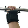 Professional weightlifting power hooks with adjustable wrist straps for pull-ups - Wide Padded Power Hook / Black