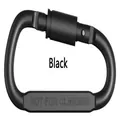 Black 8cm D-shaped aluminum carabiner with secure screw lock mechanism - Black