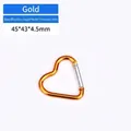 Moschettone in alluminio dorato a forma di cuore, 45x43x4,5 mm per escursioni all'aperto. - Forma di Cuore / 45x43x4.5mm / Oro