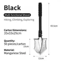 Black manganese steel folding entrenching tool with 43.5cm total length for camping - 43+5cm / Black