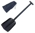 Pala da neve telescopica nera in alluminio con comoda sacca portaoggetti portatile - Con Borsa di Stoffa / Nero
