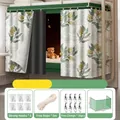 Cortina opaca de doble capa con estampado floral para litera de dormitorio de estudiantes - Paquete de 2 Piezas (Incluye Ganchos + Cuerda + Clips) / Con Ganchos / Estilo Floral - 2 Piezas