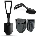 Robusta pala da campeggio pieghevole multifunzionale in acciaio nero con borsa portatile - Modello 104-7 Vanga Pieghevole / Nero