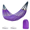 Durable purple mesh hammock with nylon ropes and storage bag for camping - Purple 260*130 (With Straps + Storage Bag)