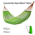 Langlebige grüne Netzhängematte 260x130cm mit Spreizstäben und Tragetasche für Camping - Grün 260*130 Mit Holzstange (Mit Riemen + Aufbewahrungstasche)