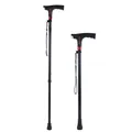 Adjustable telescopic aluminum walking cane with LED light and safety alarm for elderly - Single Point Base