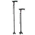 Adjustable aluminum alloy quad cane with telescopic height for elderly - Small Four-Legged Base