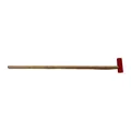 Durable solid wooden hiking staff with a vibrant red handle grip for outdoor trekking - Red Flat Top Cross Handle / Red Soft Grip