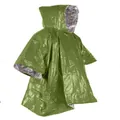 Poncho de lluvia de emergencia verde oliva con forro térmico plateado para supervivencia - Chubasquero verde