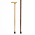 Professional ergonomic T-handle solid wood walking cane with non-slip rubber tip - Thickened Curved Handle Wood Style