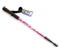 Detail view of pink 3-section telescopic trekking pole with ergonomic black grip - Lacquered Straight Handle Pink