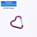 Moschettone a cuore in alluminio viola con gancio portachiavi da 45x43x4,5 mm - Forma di Cuore / 45x43x4.5mm / Viola