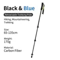 Bâton de randonnée télescopique ultra-léger en carbone 3K pour marche en extérieur - 65-135cm / Verrou Externe en Fibre de Carbone Noir