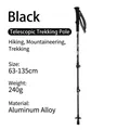 Schwarzer 7075 Aluminium-Teleskop-Wanderstock für Trekking 63-135cm Länge - 65-135cm / Schwarz Außenschloss 7075