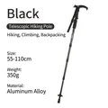 Verstellbarer schwarzer Teleskop-T-Griff-Wanderstock aus leichter Aluminiumlegierung - 51-110cm / Schwarz