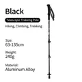 Bastone da trekking telescopico leggero in alluminio nero per escursionismo 63-135cm - 65-135cm / Blocco Esterno Nero 7075