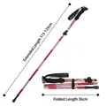 Bastón de trekking plegable de aluminio rojo que muestra longitudes extendidas y plegadas. - Rojo