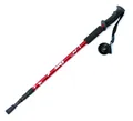Bastone da trekking telescopico in fibra di carbonio 3K rosso per escursioni e scalate. - 65-135cm / Blocco Interno Rosso 3 Sezioni Impugnatura Diritta