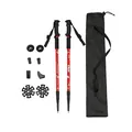 Set di 2 bastoncini da trekking in alluminio rosso con cestini da fango e borsa da trasporto - Set da 2 Pezzi (Con Borsa e Punte) / Rosso