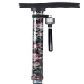 Bastón plegable de aluminio para ancianos con estampado floral y mango en T ergonómico - Floral Negro Base Única / Negro