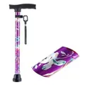 Bastón de caminar plegable en aleación de aluminio con elegante estampado floral púrpura - Floral Púrpura Base Única / Púrpura