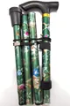 Folding floral aluminum alloy walking stick for outdoor hiking and seniors - Green Floral