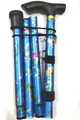 Folding blue floral aluminum alloy walking cane with five telescopic sections for hiking - Blue Floral Print