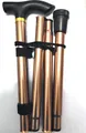 Foldable bronze aluminum walking cane with ergonomic T-handle and rubber tip for seniors - Coffee