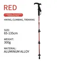 Bastón de trekking telescópico de aluminio rojo con mango en T, ajustable 65-135 cm. - Mango en T / Rojo