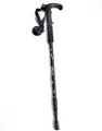 Professional black aluminum telescopic trekking pole with ergonomic T-handle and wrist strap - T-Handle Black