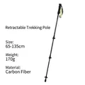 Bâton de randonnée télescopique ultra-léger en carbone 3K pour la marche professionnelle - 65-135cm / Verrou Externe en Fibre de Carbone Bleu