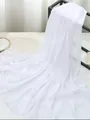 Elegant white flowing chiffon long dress fabric detail for plus size women's fashion - One Size / Hair Scarf / White Headscarf