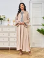 Elegante vestido largo de satén champán con bordado intrincado y detalle de borla blanca - S / Vestidos / Champaña (312)