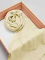 Elegant light green chiffon scarf folded into a rose shape in a wooden box display - One Size / Hair Scarf / Beige Scarf
