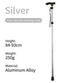Silberner faltbarer Gehstock aus Aluminiumlegierung für Senioren, höhenverstellbar, 250g - 4-Sektionen Klappstock / Silber