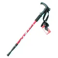 CLEYE lightweight telescopic red trekking pole with T-handle and shock absorption system - T-Handle / Red