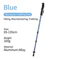 Blue telescopic aluminum alloy trekking pole for hiking and climbing, 65-135cm - Straight Handle Blue