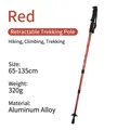 Professional red telescopic aluminum alloy trekking pole with adjustable height 65-135cm - Straight Handle Red