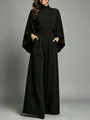 Sophisticated black two-piece set featuring half-high neck and loose wide-leg trousers. - S / Top And Bottom / Black