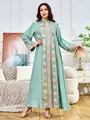 Elegante groene maxi-jurk met borduursel en strass-steentjes voor dames - S / Dresses / Lichtgroen (395)
