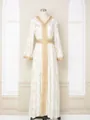 Élégante robe Abaya blanc et or avec estampage floral doré et jolies manches cloche - S / Robes / Or blanc