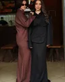 Elegant women's modest long-sleeved shirt and maxi skirt sets in burgundy and black colors - XS / Top And Bottom / Black