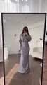 Elegant grey three-piece skirt set featuring long sleeve shirt and slim maxi skirt - Light Gray
