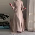 Elegantes beiges langärmeliges Maxikleid mit Falten für Damen - XS / Kleider / Rosa